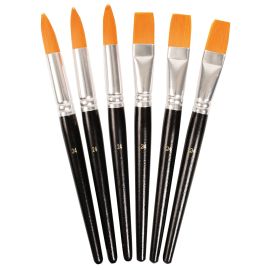 PINCELES SINTETICOS REDONDOS-PLANOS N24 - 6  UNIDADES